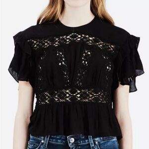 IRO LUCEY BLACK FLUTTER BLOUSE sz 38